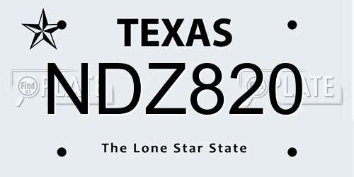 NDZ820 Texas License Plate