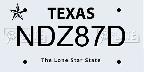 NDZ87D Texas License Plate