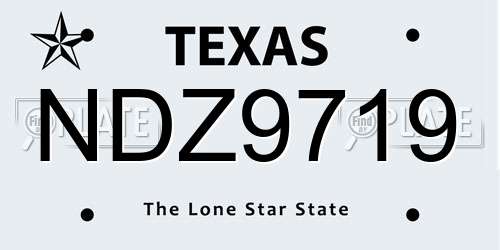 NDZ9719 Texas License Plate