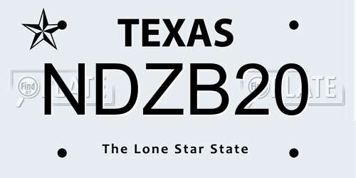 NDZB20 Texas License Plate