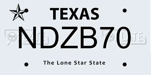 NDZB70 Texas License Plate