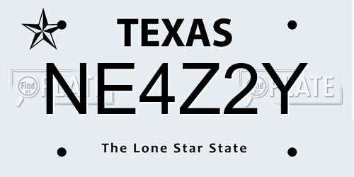 NE4Z2Y Texas License Plate