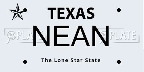 NEAN Texas License Plate