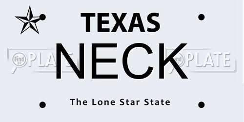 NECK Texas License Plate