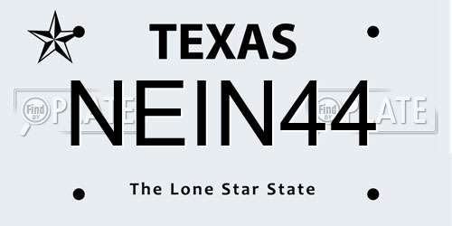 NEIN44 Texas License Plate