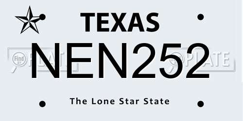 NEN252 Texas License Plate