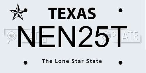 NEN25T Texas License Plate