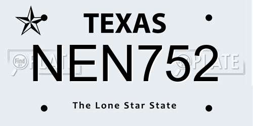 NEN752 Texas License Plate