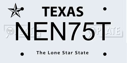 NEN75T Texas License Plate