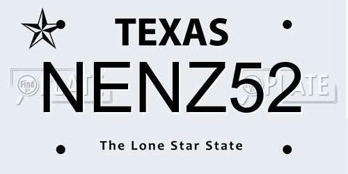 NENZ52 Texas License Plate