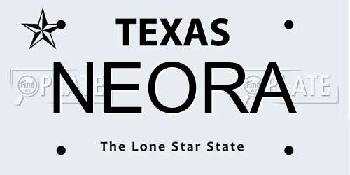 NEORA Texas License Plate