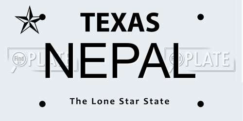 NEPAL Texas License Plate