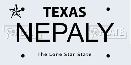 NEPALY Texas License Plate