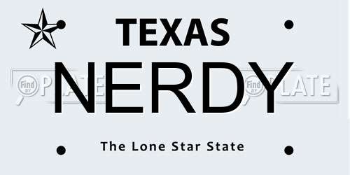 NERDY Texas License Plate