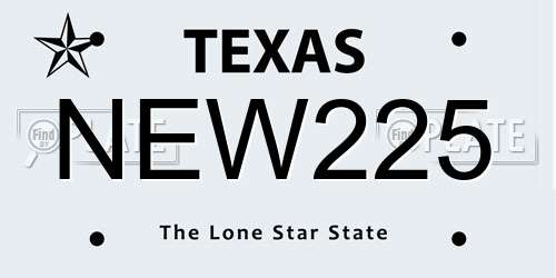 NEW225 Texas License Plate