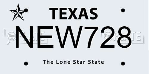 NEW728 Texas License Plate