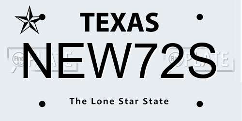 NEW72S Texas License Plate
