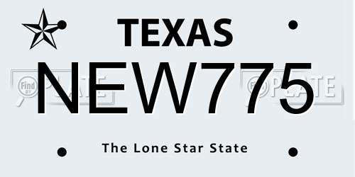 NEW775 Texas License Plate