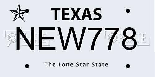 NEW778 Texas License Plate