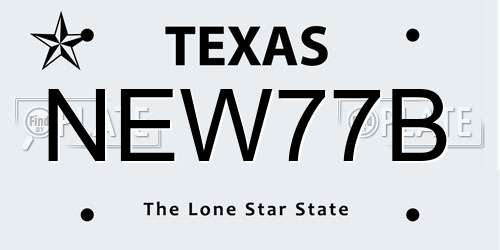 NEW77B Texas License Plate