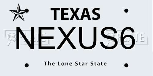 NEXUS6 Texas License Plate