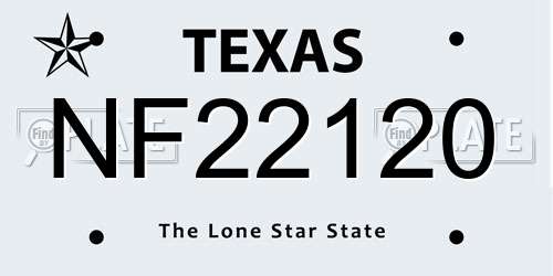 NF22120 Texas License Plate