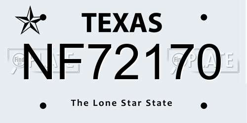 NF72170 Texas License Plate