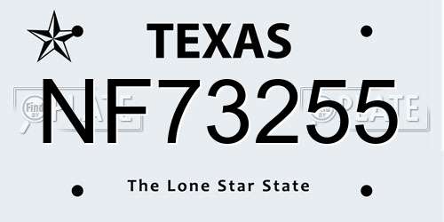 NF73255 Texas License Plate