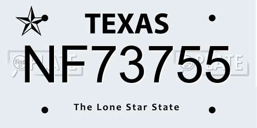 NF73755 Texas License Plate