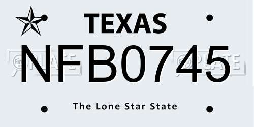 NFB0745 Texas License Plate