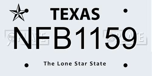 NFB1159 Texas License Plate