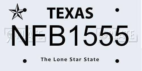 NFB1555 Texas License Plate