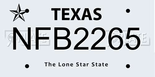 NFB2265 Texas License Plate