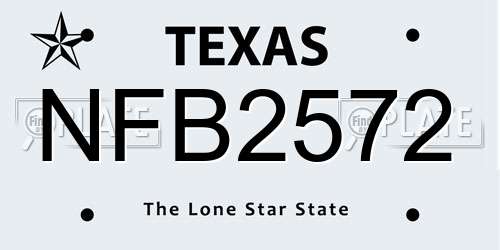 NFB2572 Texas License Plate