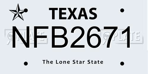 NFB2671 Texas License Plate