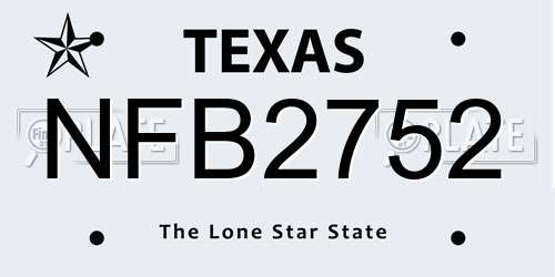 NFB2752 Texas License Plate