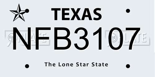 NFB3107 Texas License Plate