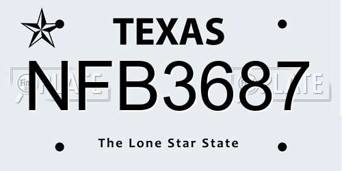 NFB3687 Texas License Plate