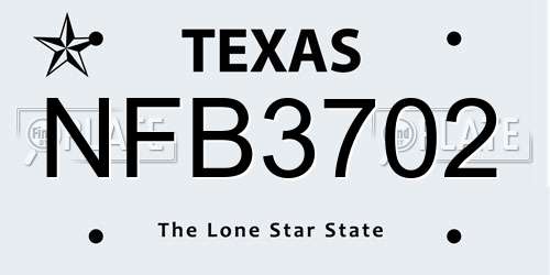 NFB3702 Texas License Plate