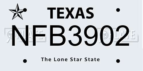 NFB3902 Texas License Plate