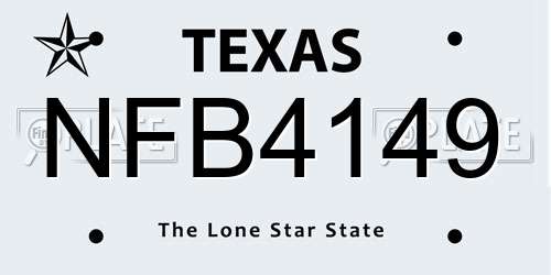NFB4149 Texas License Plate