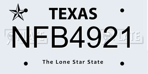 NFB4921 Texas License Plate
