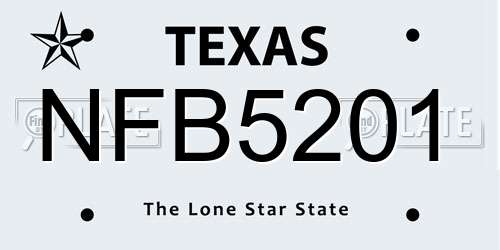 NFB5201 Texas License Plate