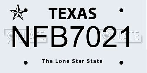 NFB7021 Texas License Plate