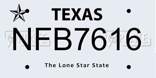 NFB7616 Texas License Plate