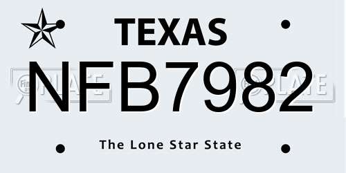 NFB7982 Texas License Plate