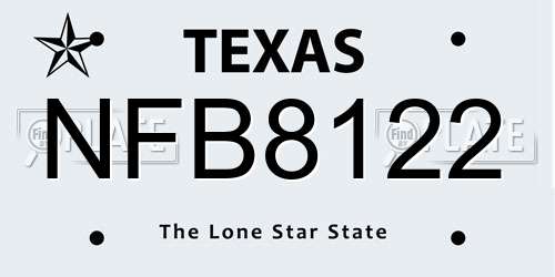 NFB8122 Texas License Plate