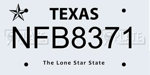 NFB8371 Texas License Plate