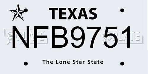 NFB9751 Texas License Plate