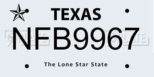 NFB9967 Texas License Plate